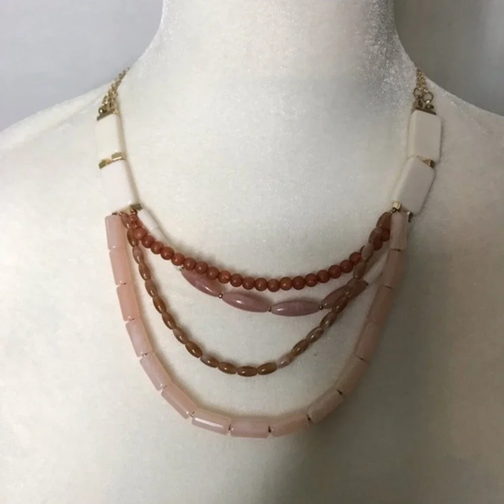 A New Day Womens Beaded Necklace Blush Pink Goldstone